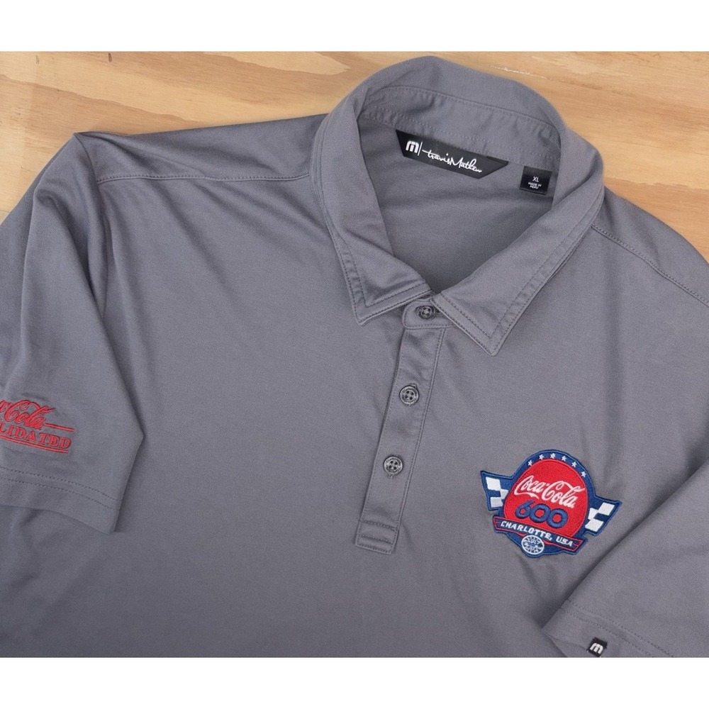 Travis Mathew Performance Golf Polo XL Gray Charlotte Coca-Cola 600 Nascar Race